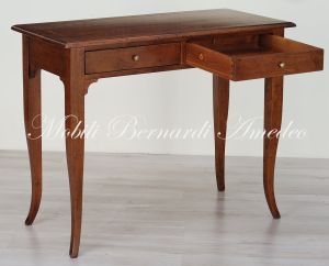 Scrittoio in noce stile classico da cm 100x50 con 2 cassetti e intarsio